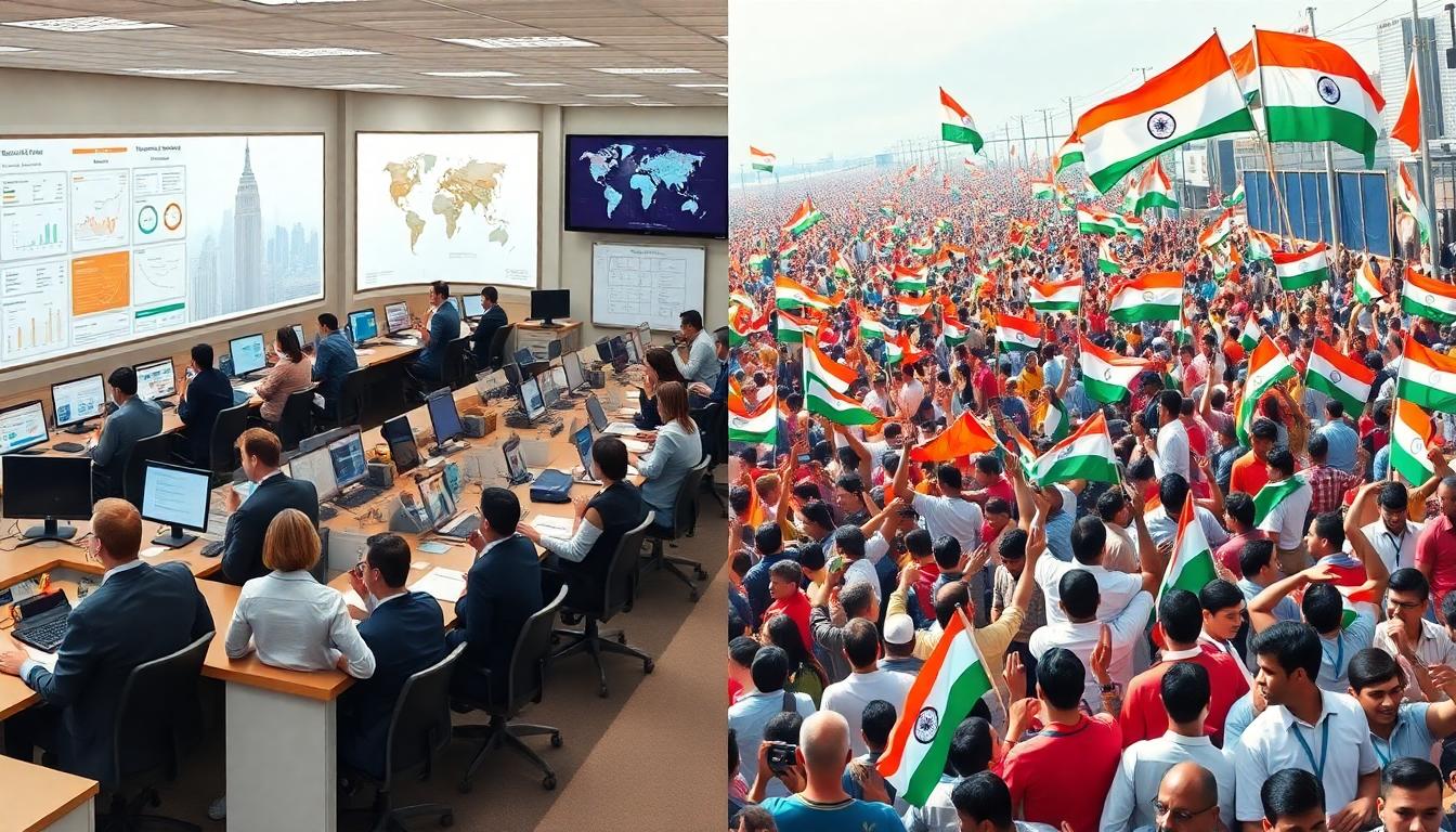 Political campaign split between US headquarters and Indian rally